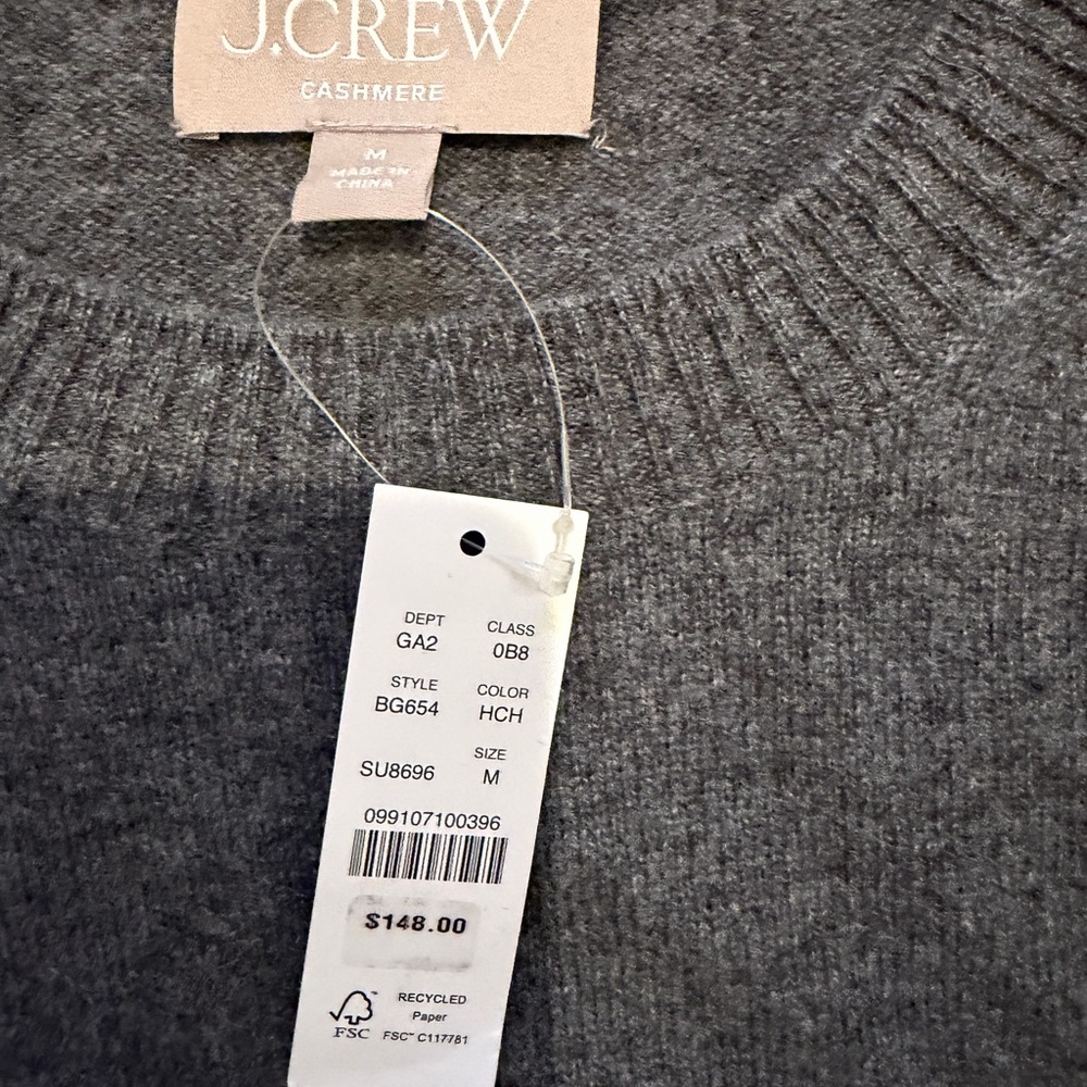 J. Crew Charcoal Crew cropped Neck Sweater NWT - Picture 2 of 3